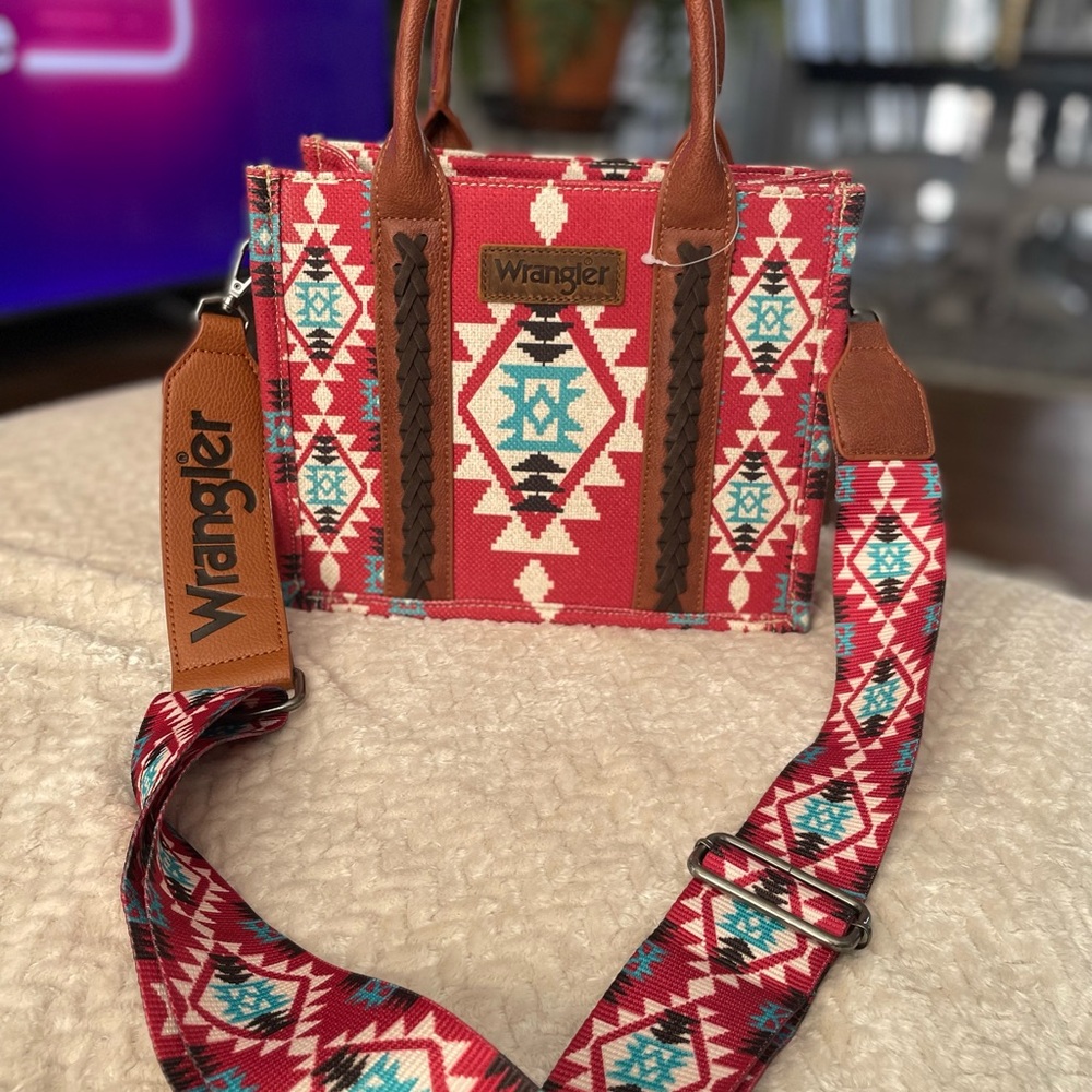 Wrangler Red and Brown Patterned Shoulder Bag